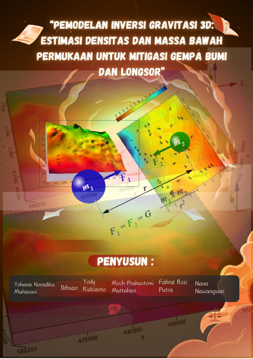 Cover Buku Pemodelan Inversi Gravitasi 3D: Estimasi Densitas Dan Massa Bawah Permukaan Untuk Mitigasi Bencana Gempabumi Dan Longsor