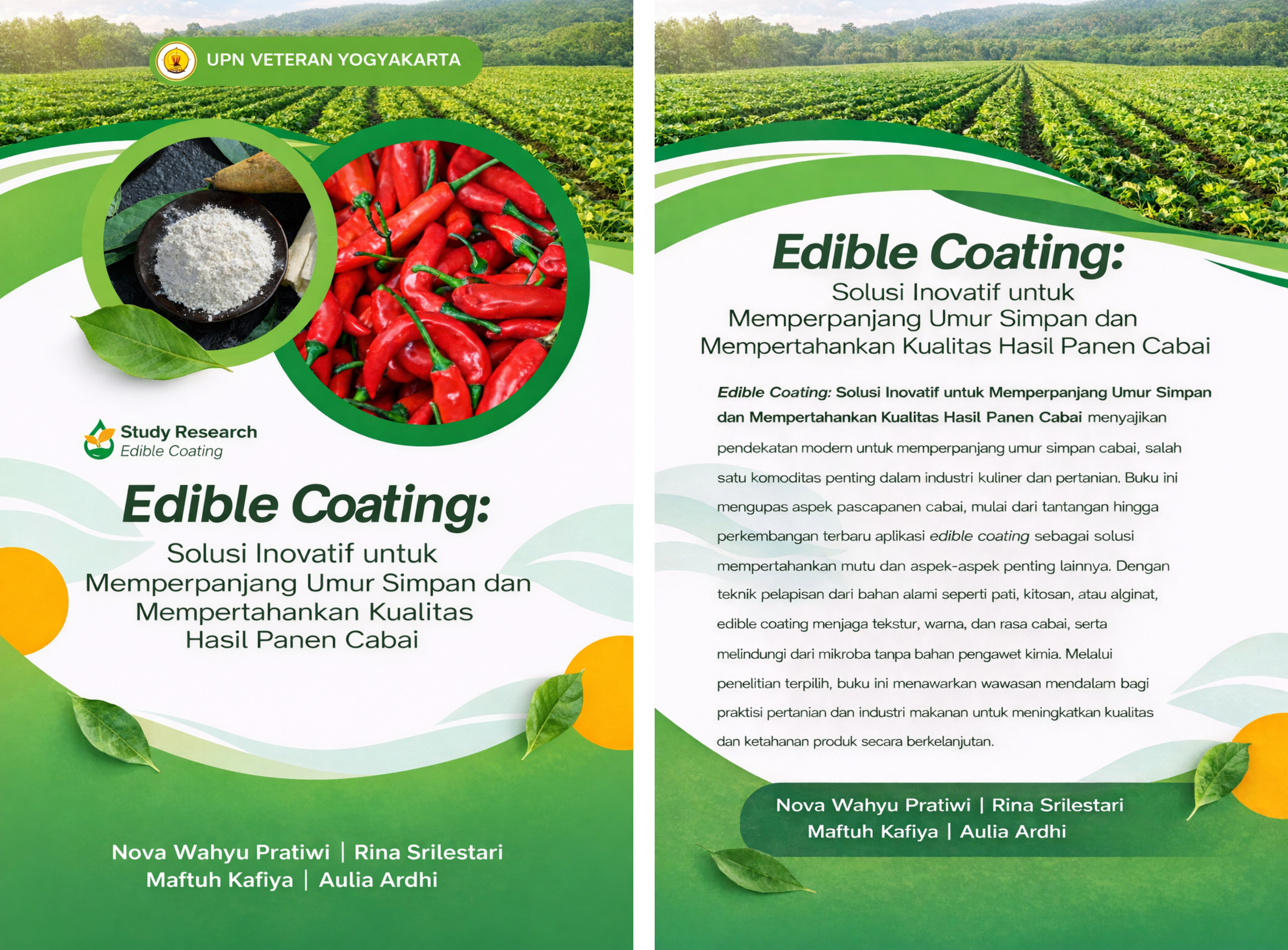 Cover Buku Edible Coating:  Solusi Inovatif untuk Memperpanjang Umur Simpan dan Mempertahankan Kualitas Hasil Panen Cabai 