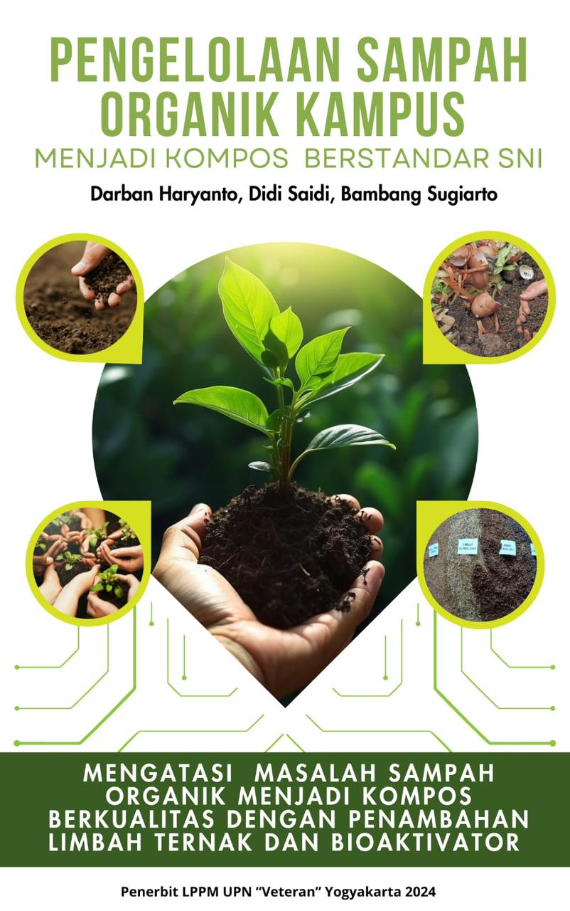 Cover Buku PENGELOLAAN SAMPAH ORGANIK KAMPUS MENJADI KOMPOS BERSTANDAR SNI